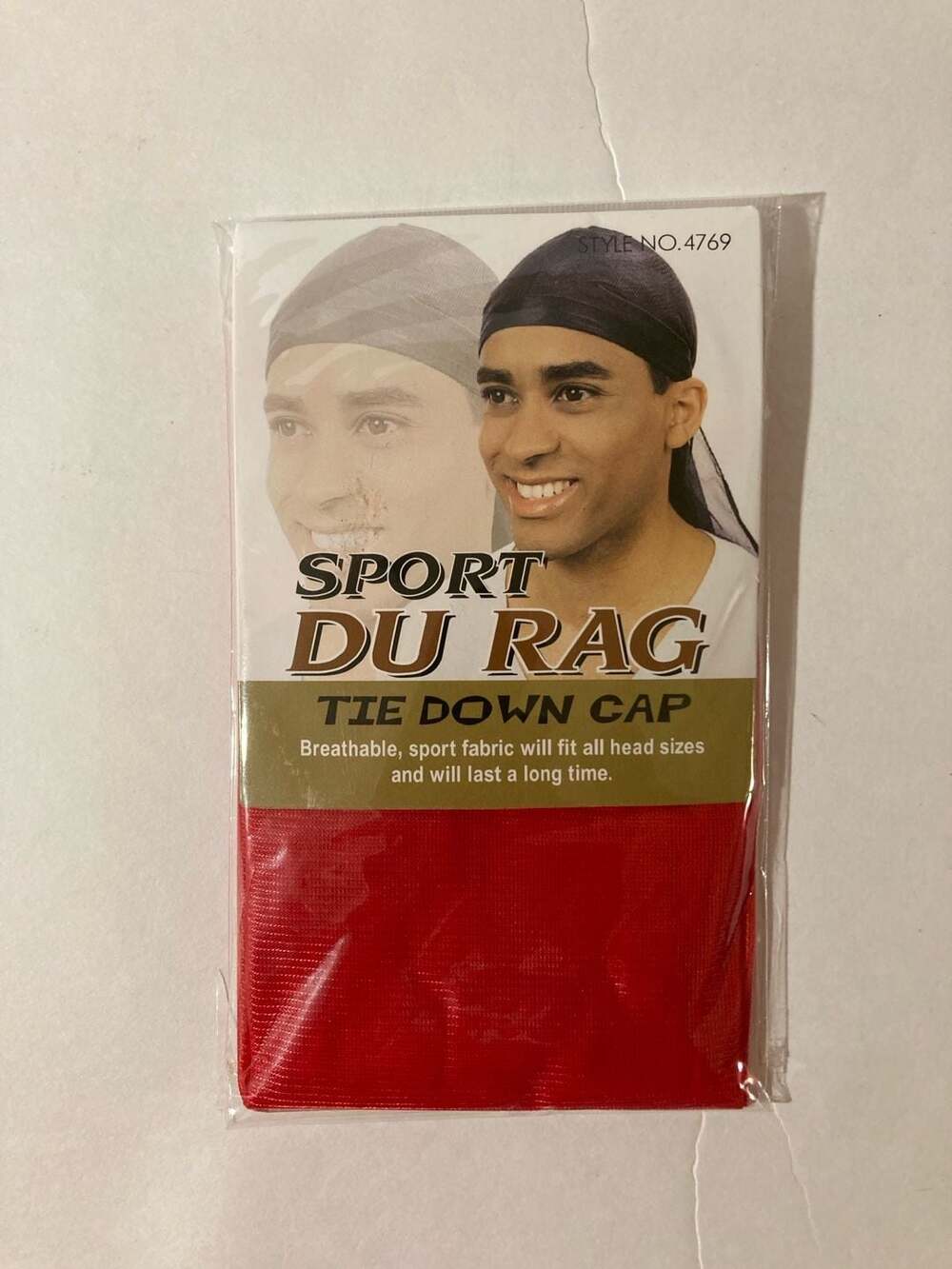 Sport Du Rag Tie Down Cap Style No. 4769 Red Mesh Durag New